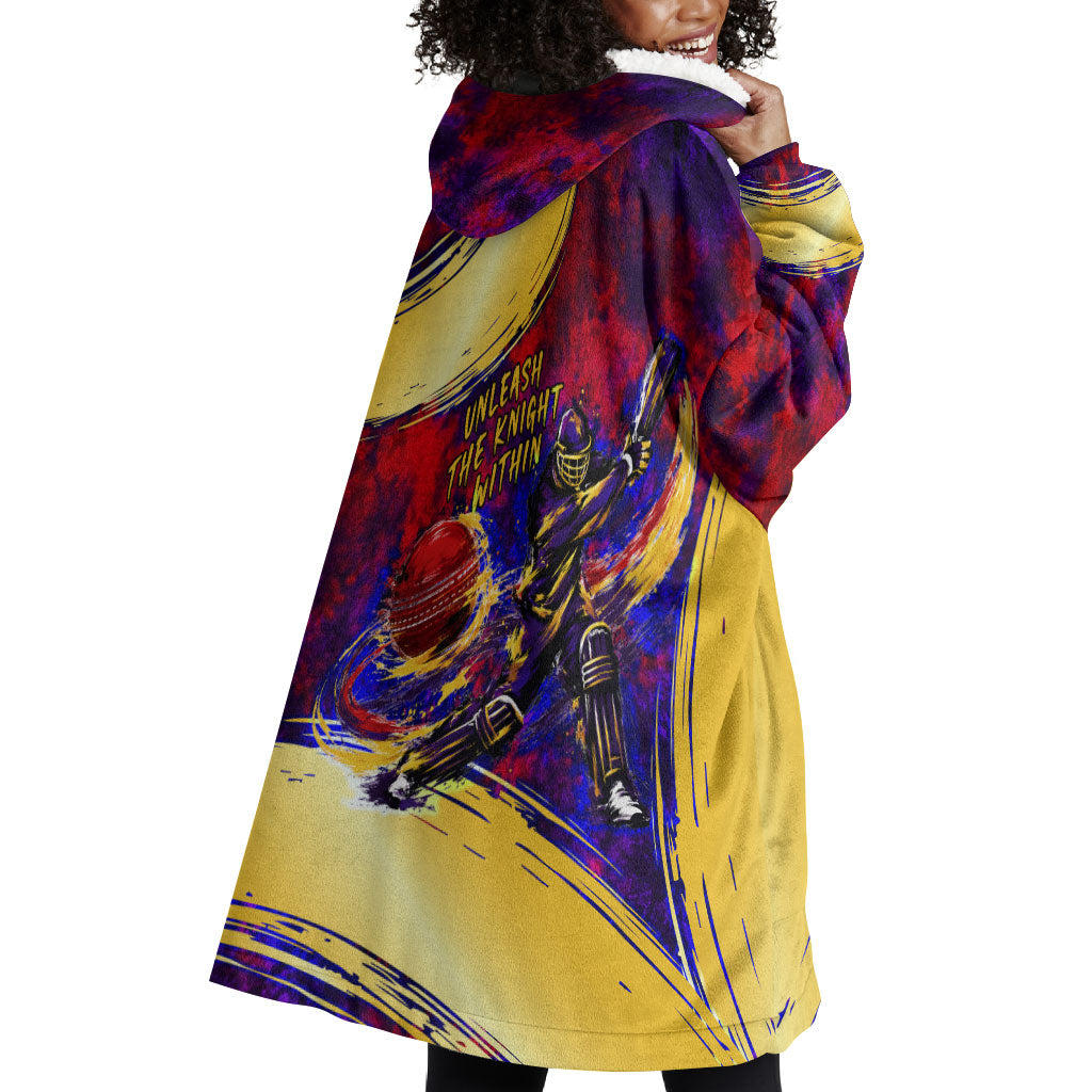 Trinbago Knight Riders Cricket Wearable Blanket Hoodie Trinidad and Tobago Unleash The Knight Brush Stroke