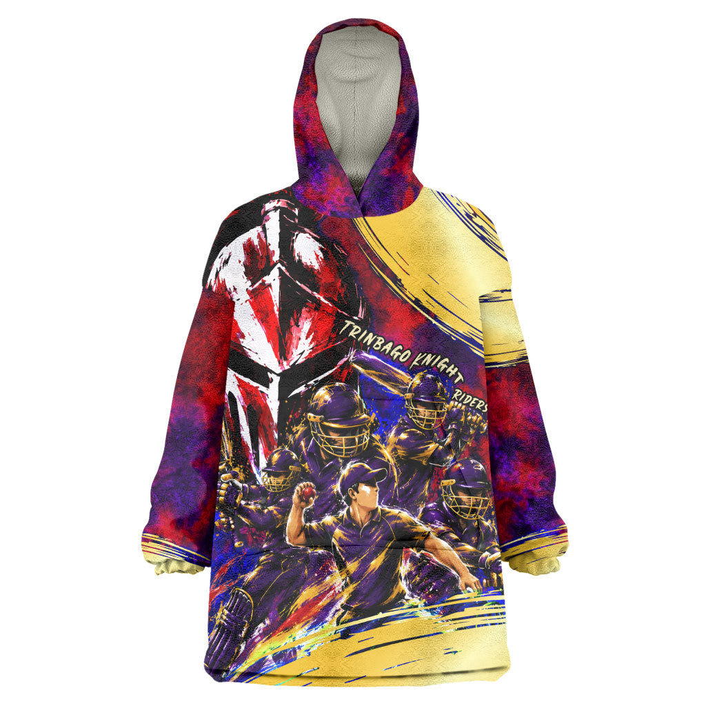 Trinbago Knight Riders Cricket Wearable Blanket Hoodie Trinidad and Tobago Unleash The Knight Brush Stroke