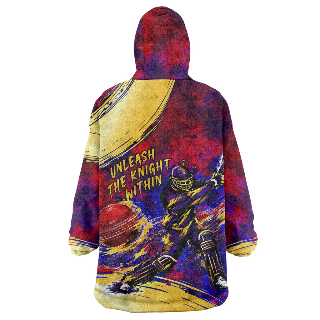 Trinbago Knight Riders Cricket Wearable Blanket Hoodie Trinidad and Tobago Unleash The Knight Brush Stroke