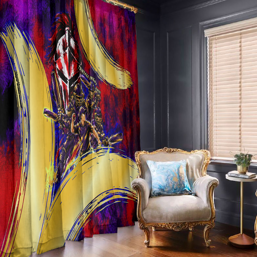 Trinbago Knight Riders Cricket Window Curtain Trinidad and Tobago Unleash The Knight Brush Stroke