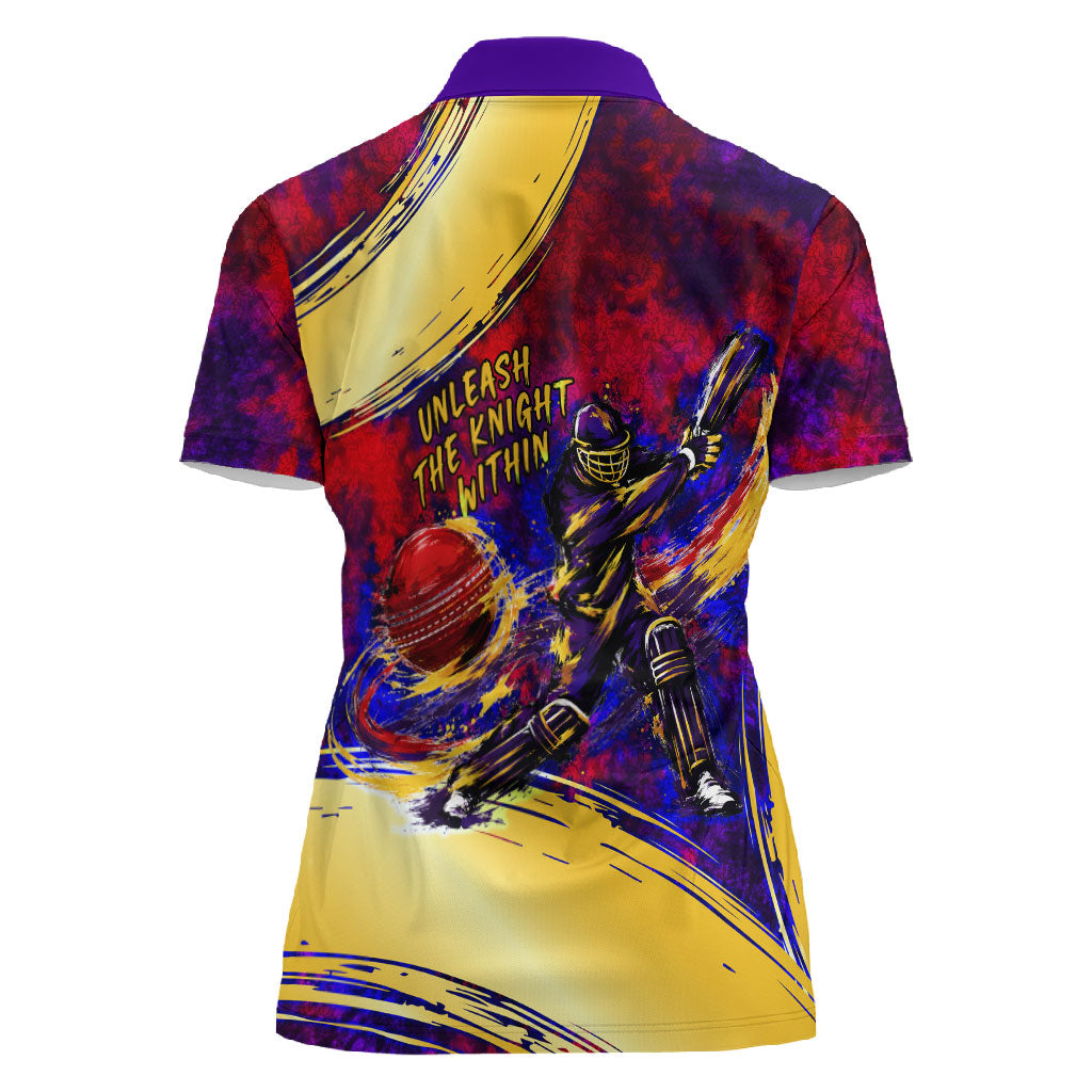 Trinbago Knight Riders Cricket Women Polo Shirt Trinidad and Tobago Unleash The Knight Brush Stroke
