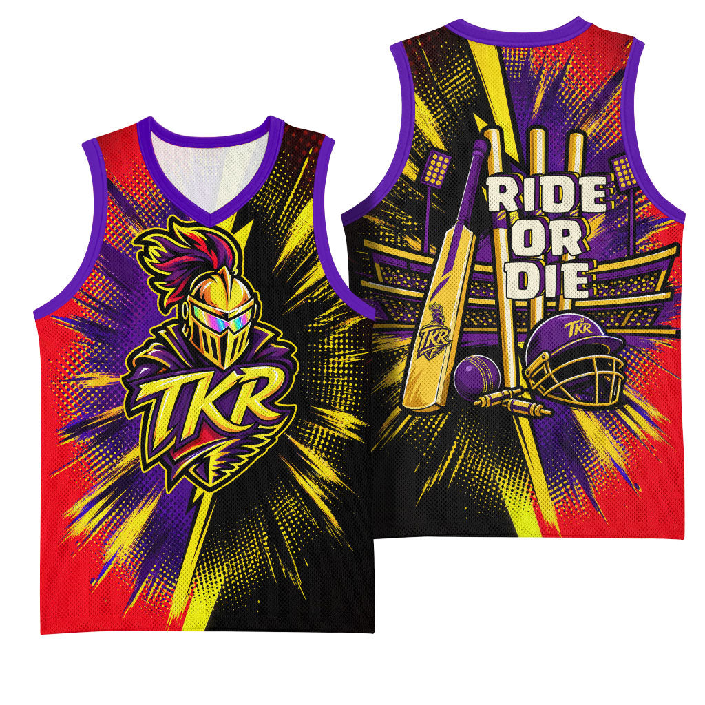 Trinidad and Tobago Cricket Basketball Jersey Trinbago Knight Riders - Ride Or Die Comic Halftone