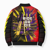 Trinidad and Tobago Cricket Bomber Puffer Jacket Trinbago Knight Riders - Ride Or Die Comic Halftone
