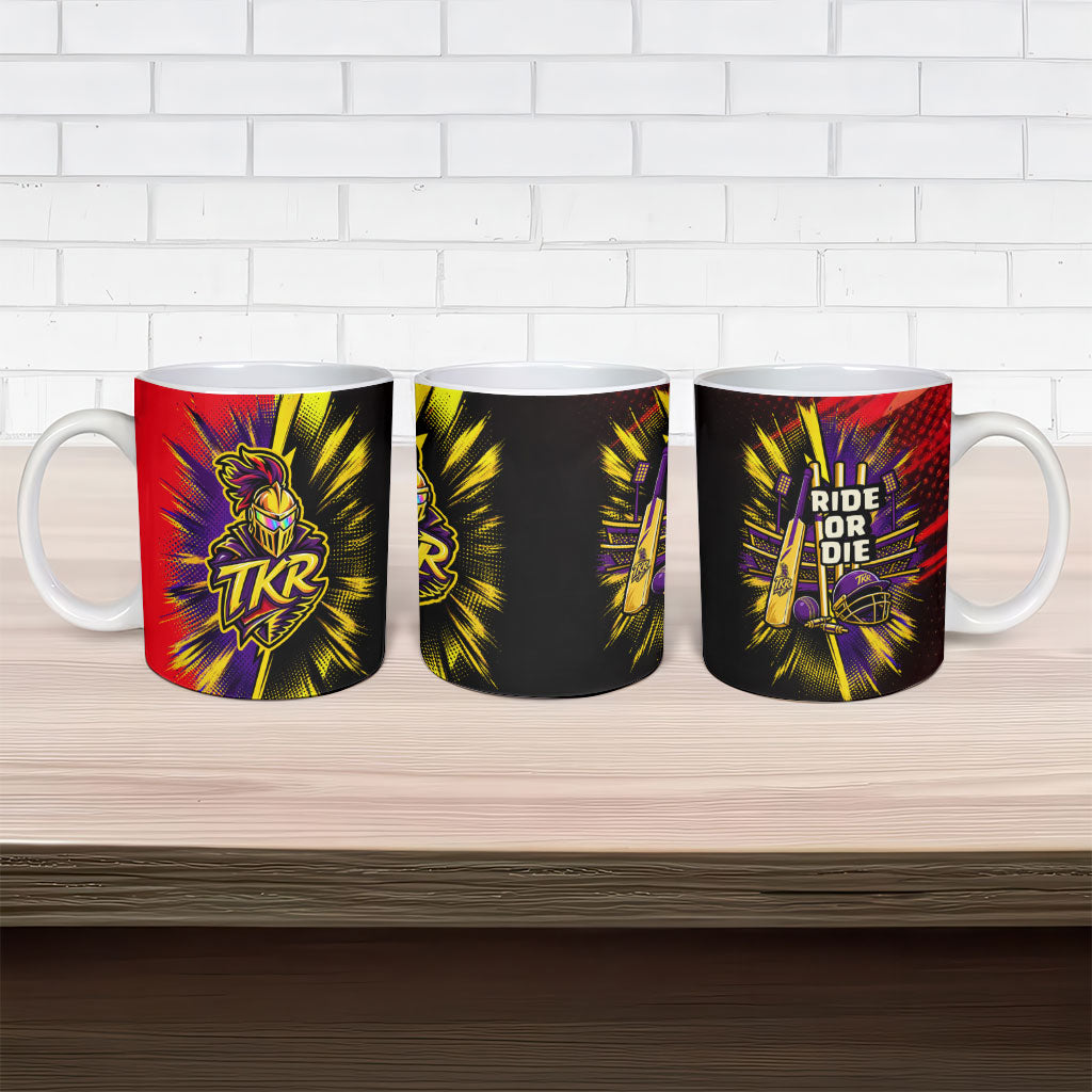 Trinidad and Tobago Cricket Ceramic Mug Trinbago Knight Riders - Ride Or Die Comic Halftone