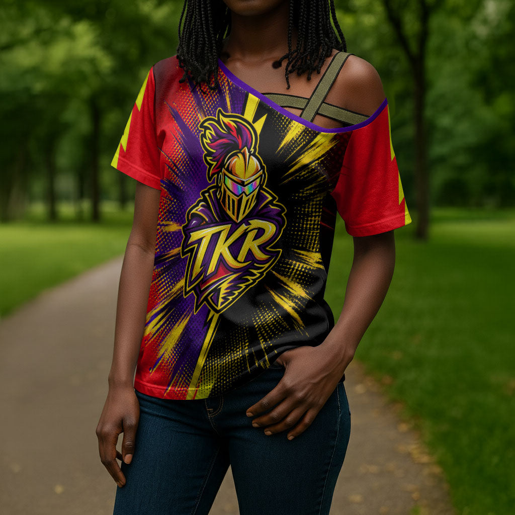Trinidad and Tobago Cricket Cross Shoulder Shirt Trinbago Knight Riders - Ride Or Die Comic Halftone