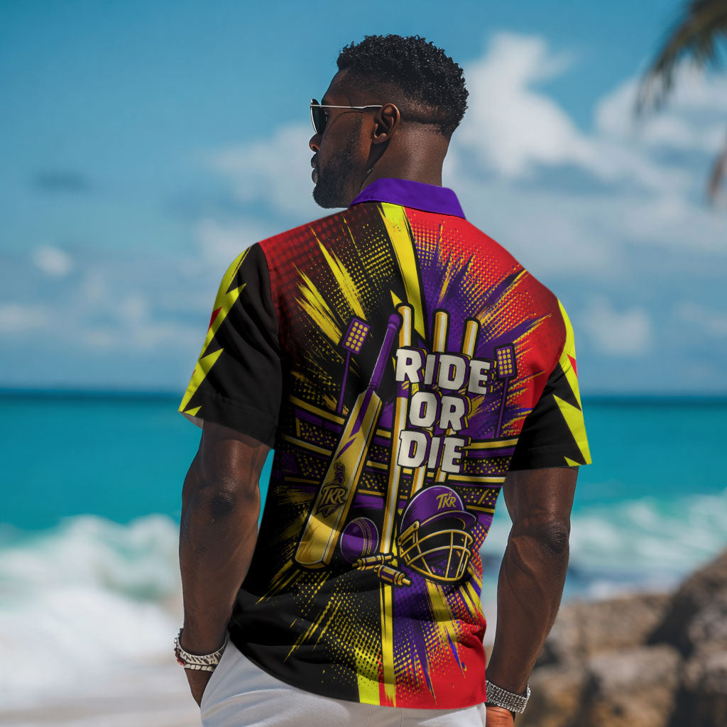 Trinidad and Tobago Cricket Hawaiian Shirt Trinbago Knight Riders - Ride Or Die Comic Halftone