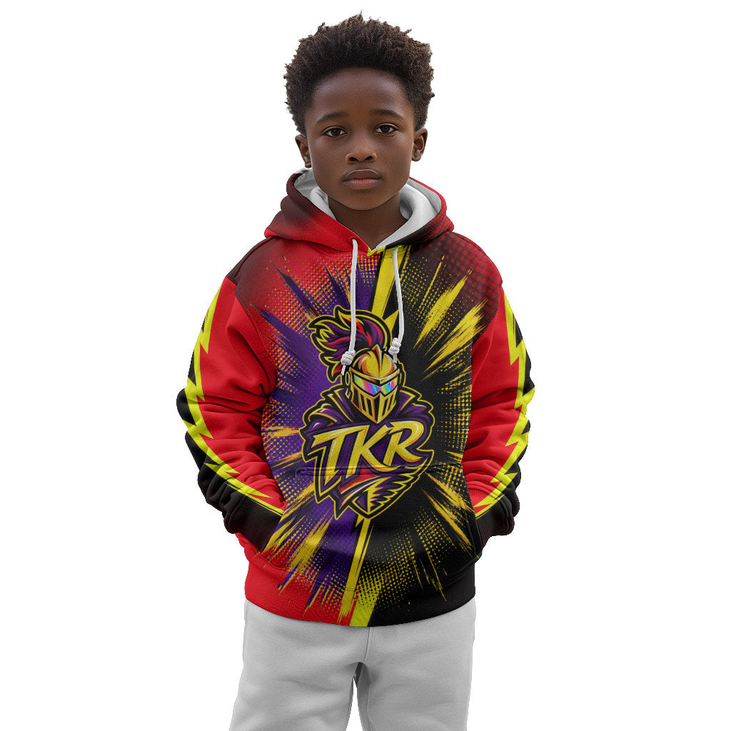 Trinidad and Tobago Cricket Kid Hoodie Trinbago Knight Riders - Ride Or Die Comic Halftone