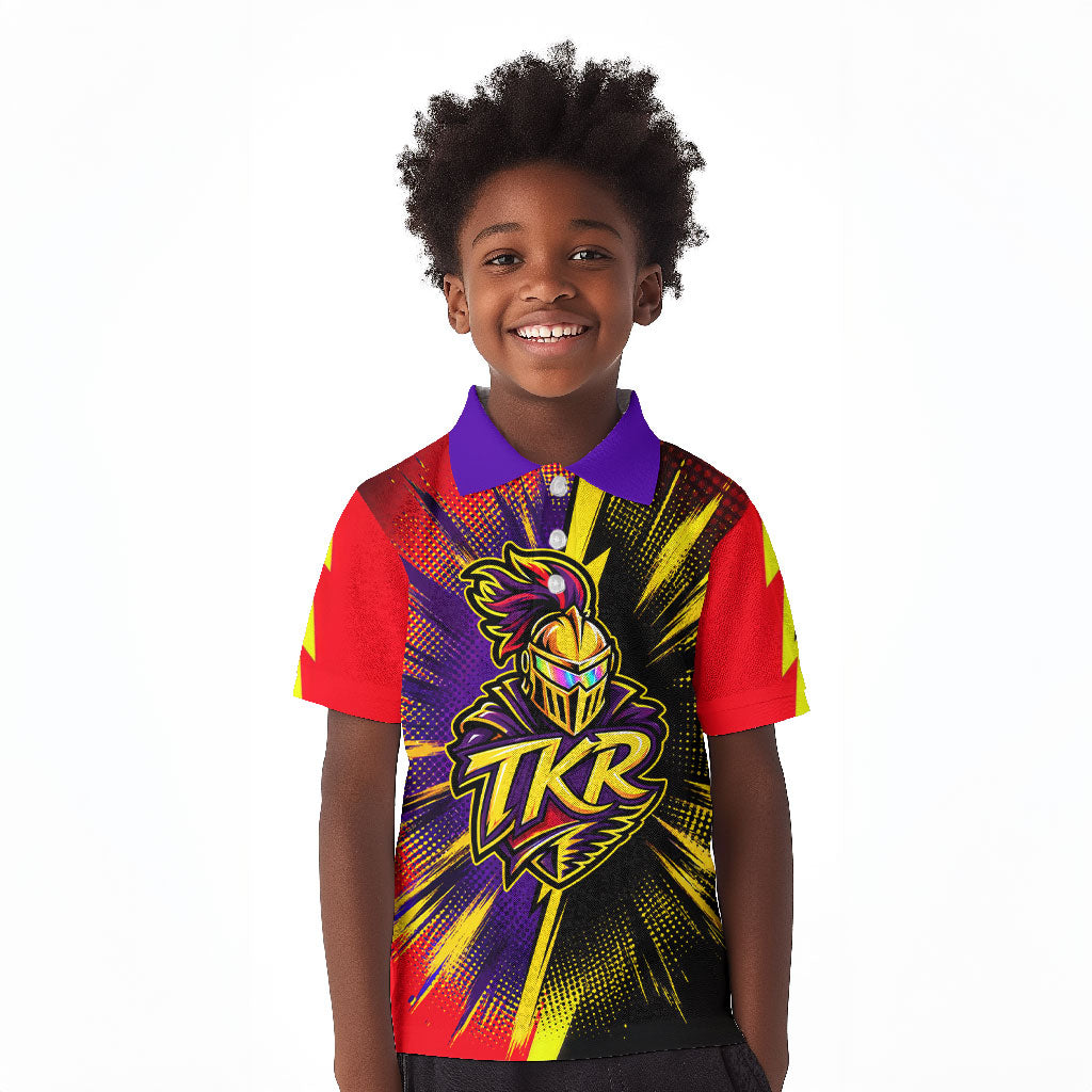 Trinidad and Tobago Cricket Kid Polo Shirt Trinbago Knight Riders - Ride Or Die Comic Halftone