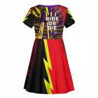 Trinidad and Tobago Cricket Kid Short Sleeve Dress Trinbago Knight Riders - Ride Or Die Comic Halftone