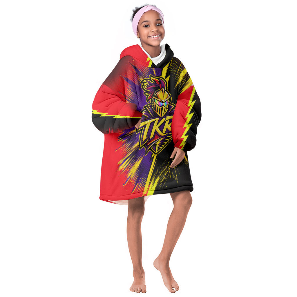 Trinidad and Tobago Cricket Kid Wearable Blanket Hoodie Trinbago Knight Riders - Ride Or Die Comic Halftone