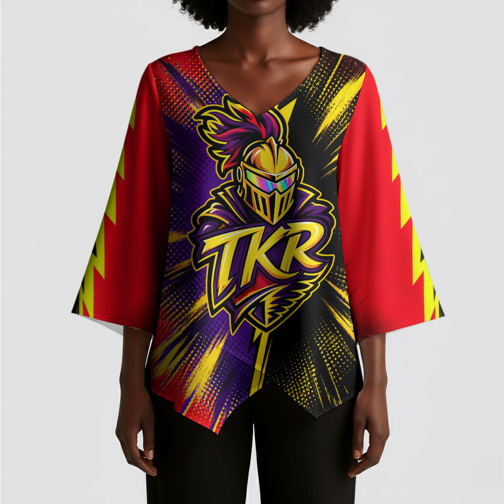 Trinidad and Tobago Cricket Kimono Sleeve Blouse Trinbago Knight Riders - Ride Or Die Comic Halftone