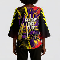 Trinidad and Tobago Cricket Kimono Sleeve Blouse Trinbago Knight Riders - Ride Or Die Comic Halftone