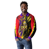 Trinidad and Tobago Cricket Long Sleeve Polo Shirt Trinbago Knight Riders - Ride Or Die Comic Halftone