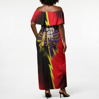 Trinidad and Tobago Cricket Off Shoulder Maxi Dress Trinbago Knight Riders - Ride Or Die Comic Halftone