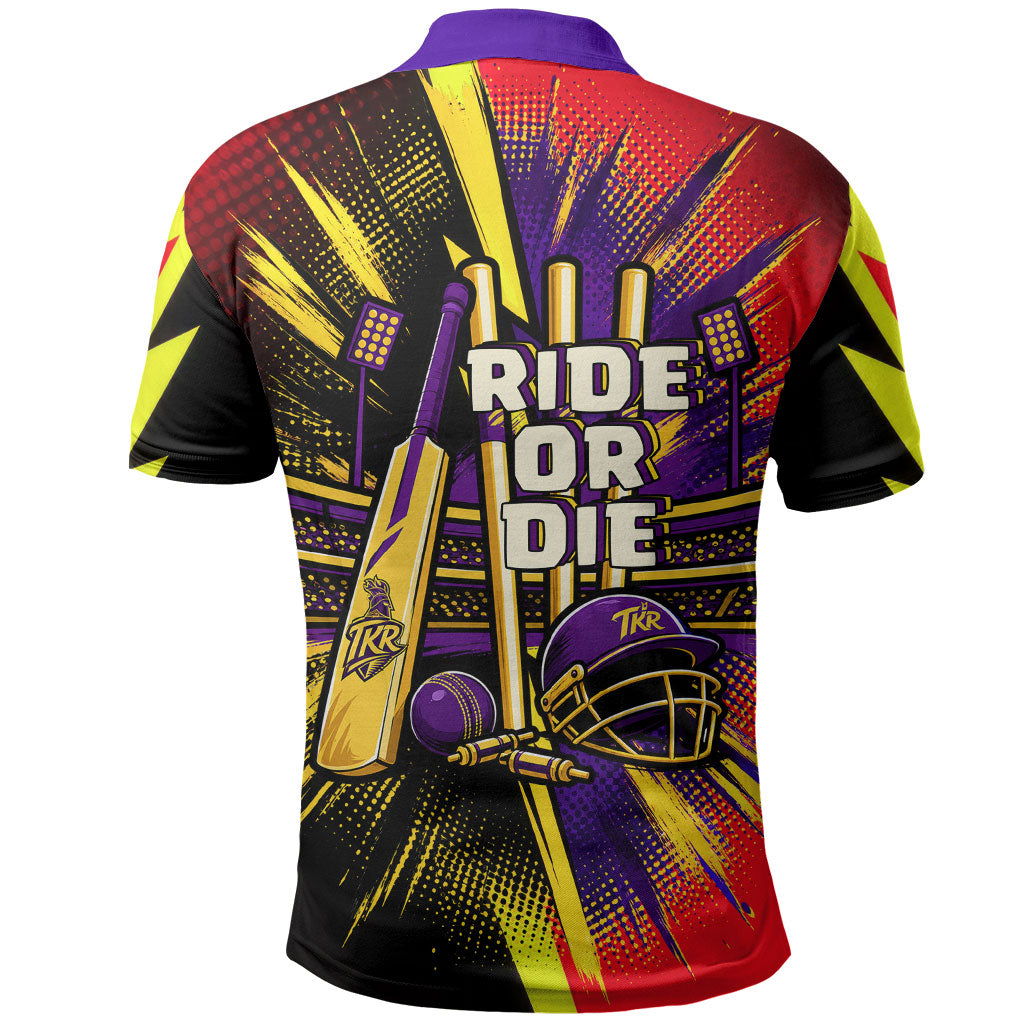 Trinidad and Tobago Cricket Polo Shirt Trinbago Knight Riders - Ride Or Die Comic Halftone