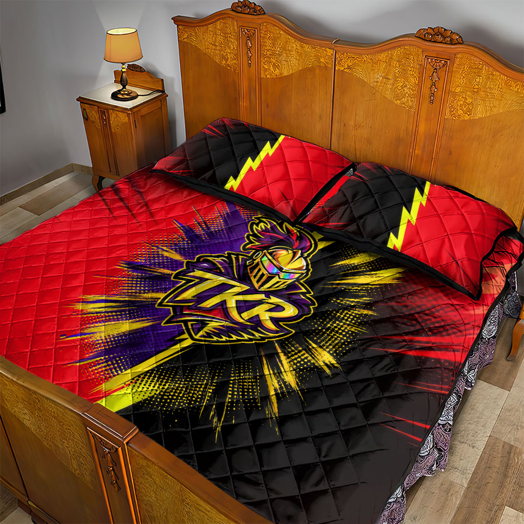 Trinidad and Tobago Cricket Quilt Bed Set Trinbago Knight Riders - Ride Or Die Comic Halftone