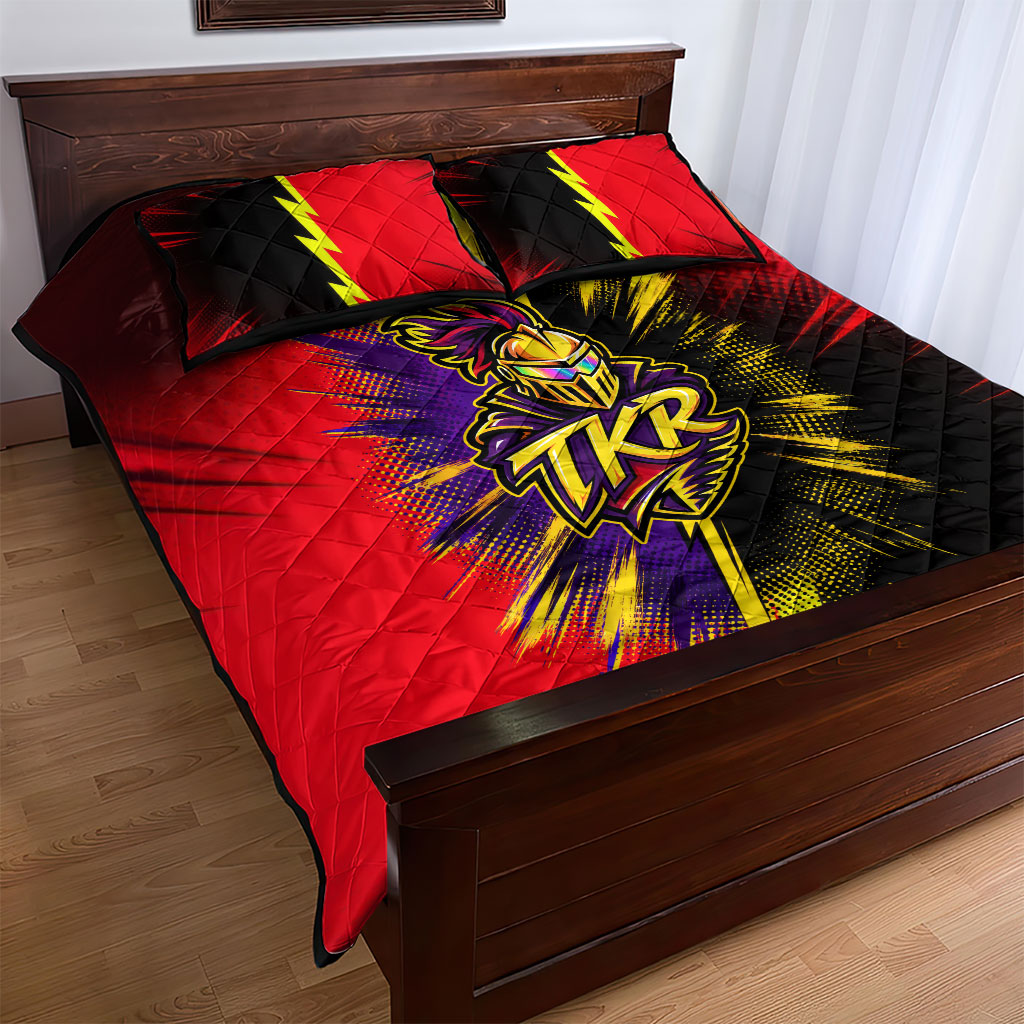 Trinidad and Tobago Cricket Quilt Bed Set Trinbago Knight Riders - Ride Or Die Comic Halftone