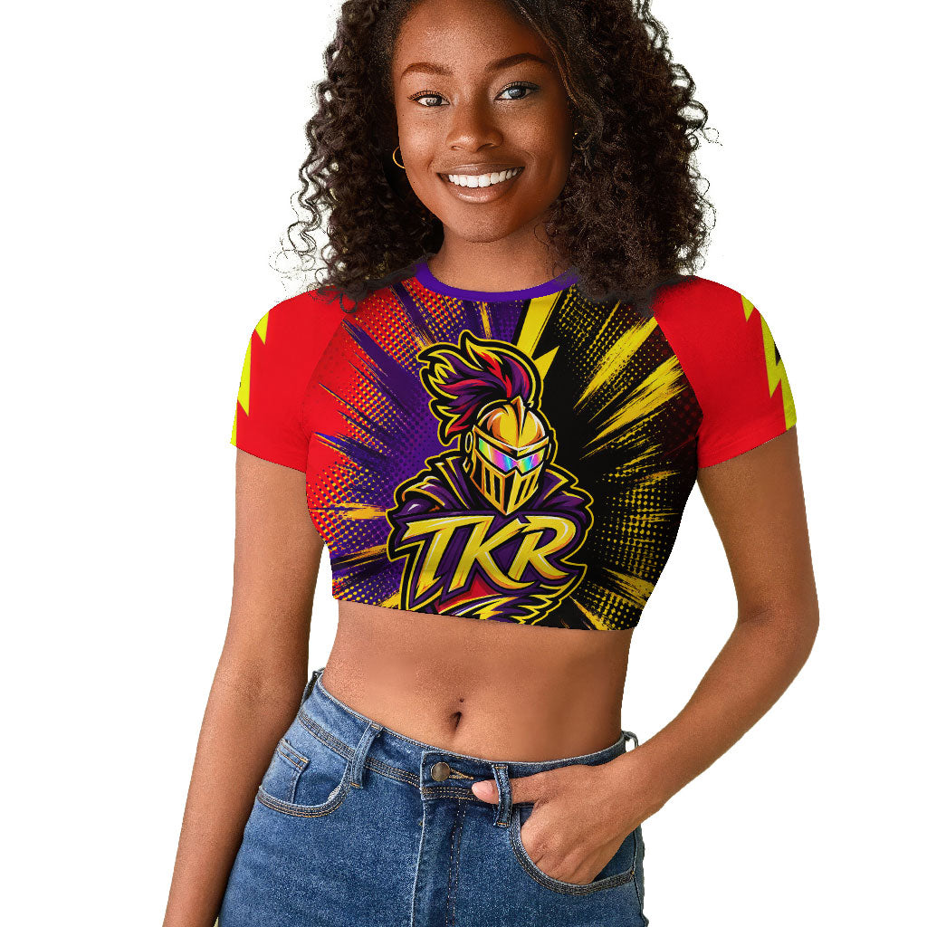 Trinidad and Tobago Cricket Raglan Cropped T shirt Trinbago Knight Riders - Ride Or Die Comic Halftone