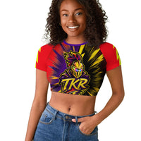 Trinidad and Tobago Cricket Raglan Cropped T shirt Trinbago Knight Riders - Ride Or Die Comic Halftone