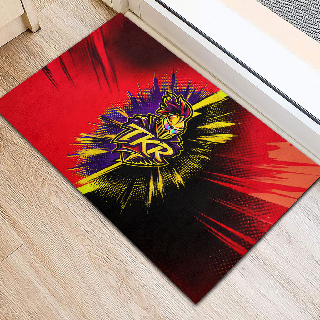 Trinidad and Tobago Cricket Rubber Doormat Trinbago Knight Riders - Ride Or Die Comic Halftone