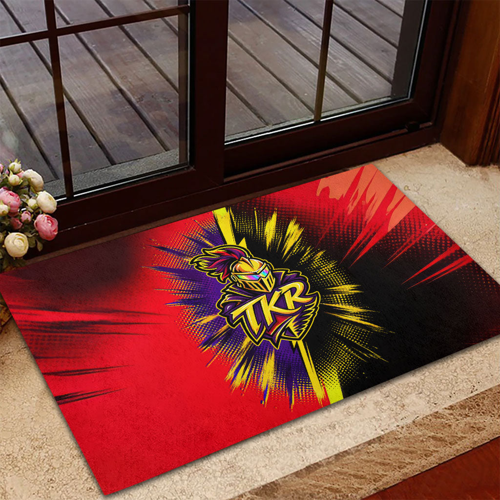 Trinidad and Tobago Cricket Rubber Doormat Trinbago Knight Riders - Ride Or Die Comic Halftone