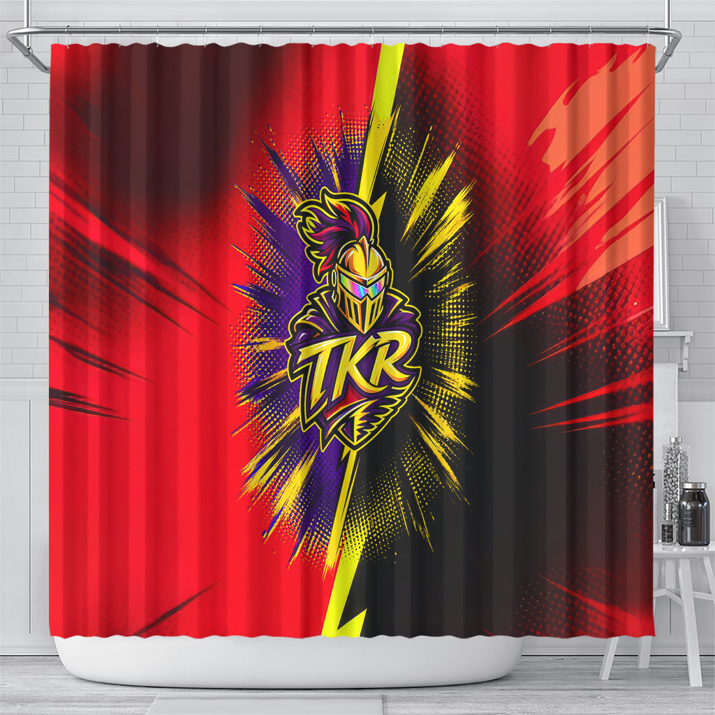 Trinidad and Tobago Cricket Shower Curtain Trinbago Knight Riders - Ride Or Die Comic Halftone