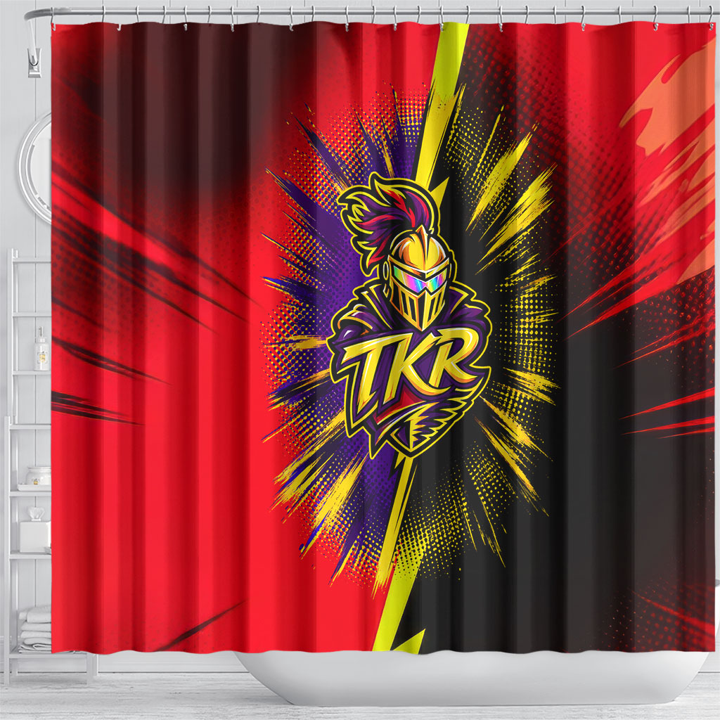 Trinidad and Tobago Cricket Shower Curtain Trinbago Knight Riders - Ride Or Die Comic Halftone