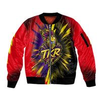Trinidad and Tobago Cricket Sleeve Zip Bomber Jacket Trinbago Knight Riders - Ride Or Die Comic Halftone
