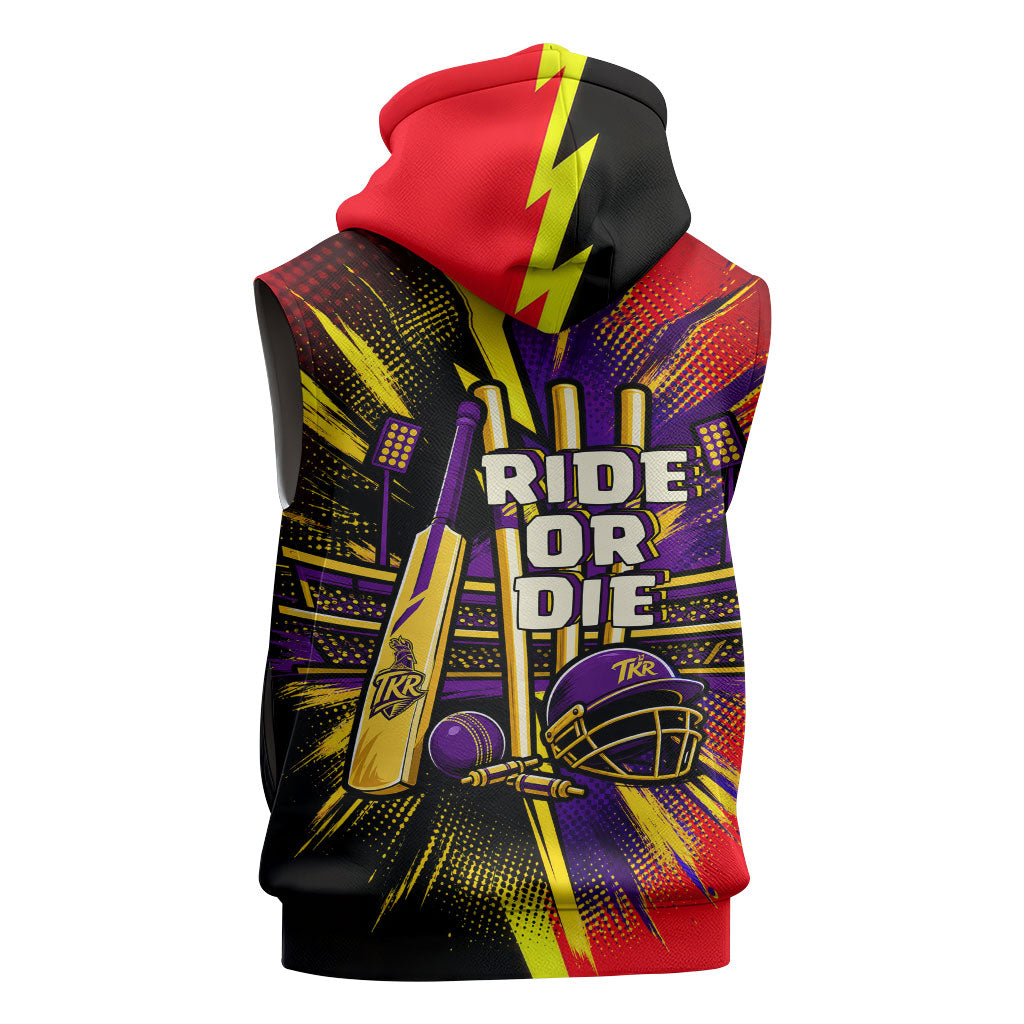 Trinidad and Tobago Cricket Sleeveless Hoodie Trinbago Knight Riders - Ride Or Die Comic Halftone