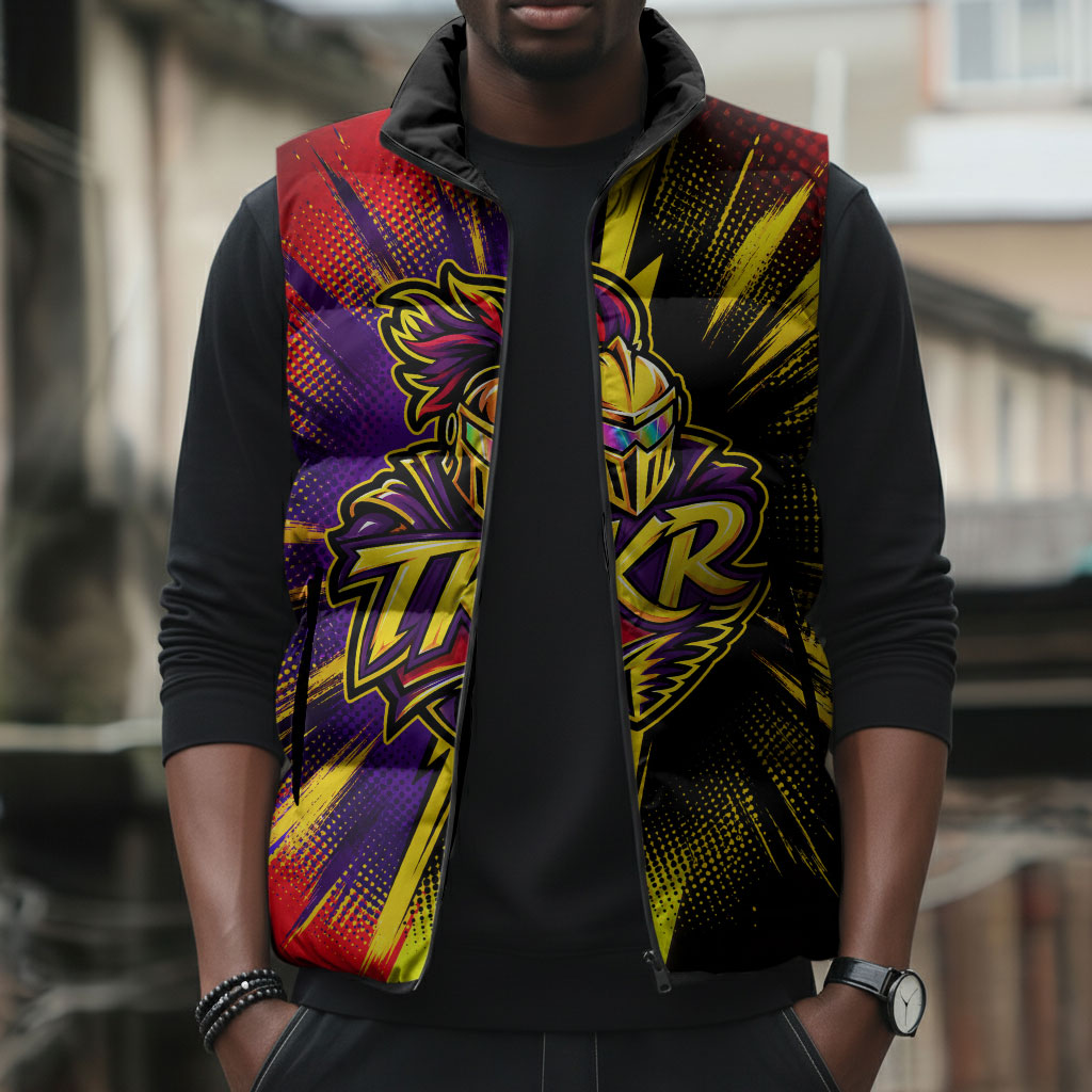 Trinidad and Tobago Cricket Sleeveless Puffer Jacket Trinbago Knight Riders - Ride Or Die Comic Halftone