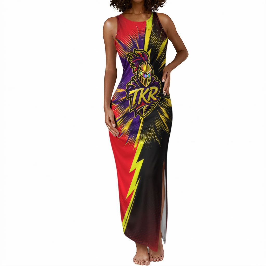 Trinidad and Tobago Cricket Tank Maxi Dress Trinbago Knight Riders - Ride Or Die Comic Halftone