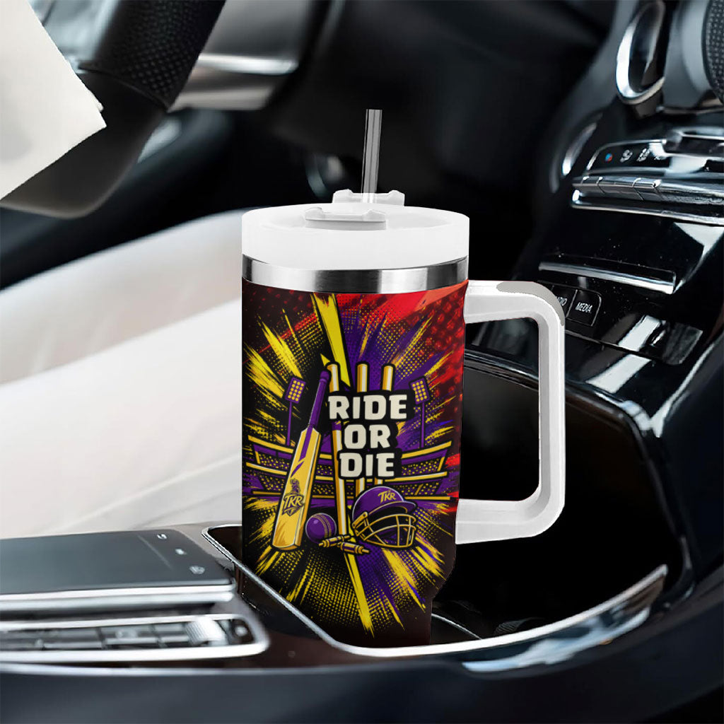 Trinidad and Tobago Cricket Tumbler With Handle Trinbago Knight Riders - Ride Or Die Comic Halftone