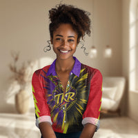 Trinidad and Tobago Cricket Women Casual Shirt Trinbago Knight Riders - Ride Or Die Comic Halftone