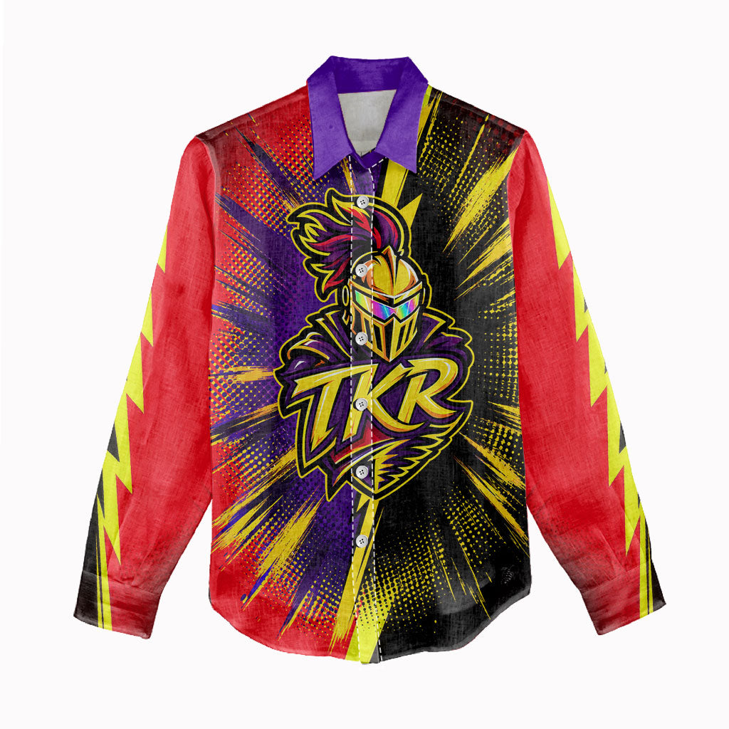 Trinidad and Tobago Cricket Women Casual Shirt Trinbago Knight Riders - Ride Or Die Comic Halftone