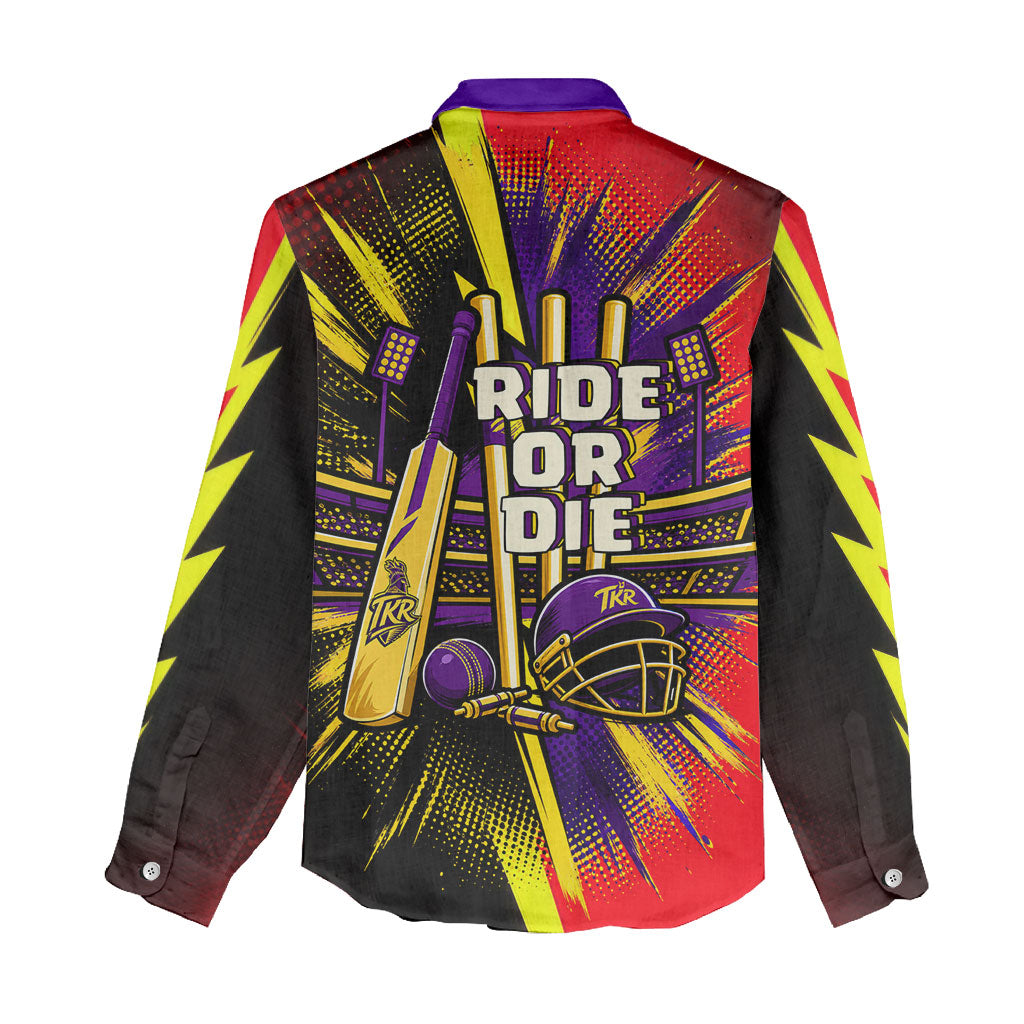 Trinidad and Tobago Cricket Women Casual Shirt Trinbago Knight Riders - Ride Or Die Comic Halftone