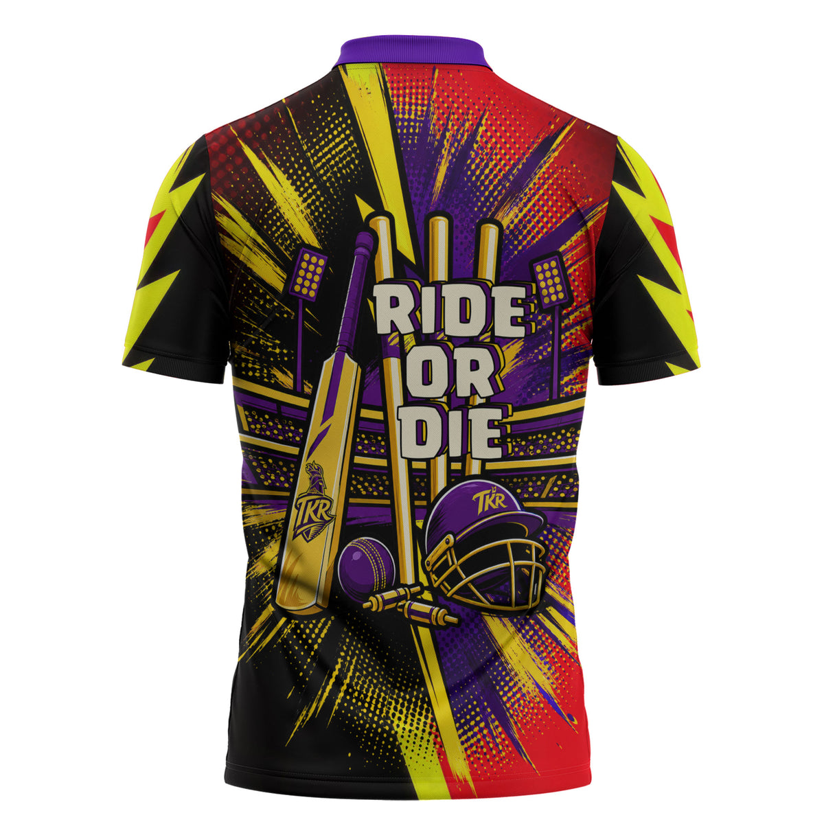 Trinidad and Tobago Cricket Zipper Polo Shirt Trinbago Knight Riders - Ride Or Die Comic Halftone