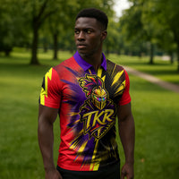 Trinidad and Tobago Cricket Zipper Polo Shirt Trinbago Knight Riders - Ride Or Die Comic Halftone