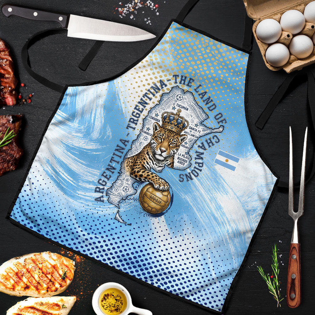Argentina Football Land Of Champions Apron Halftone Dot Jaguar Mascot National Map