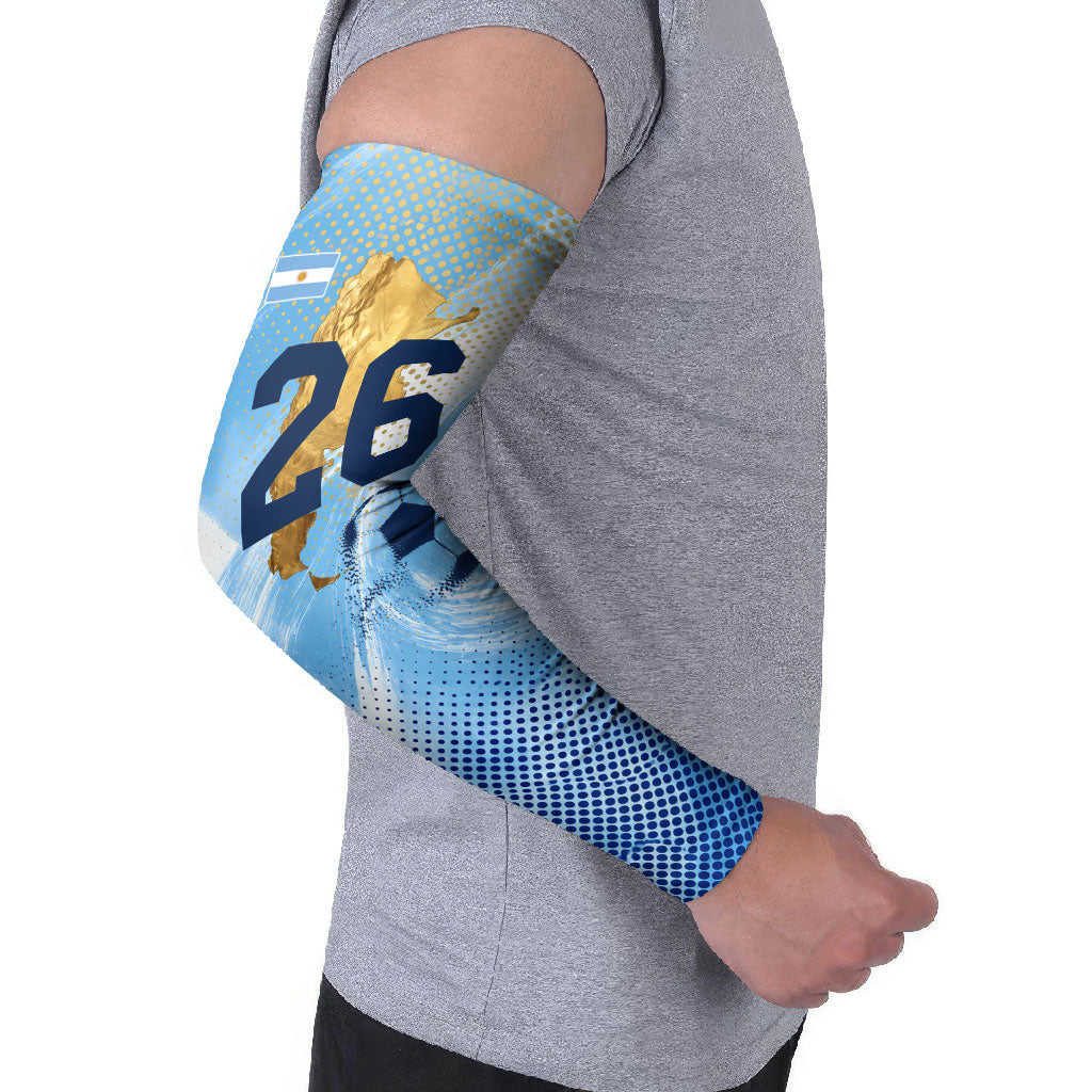 Argentina Football Land Of Champions Arm Sleeves Halftone Dot Jaguar Mascot National Map