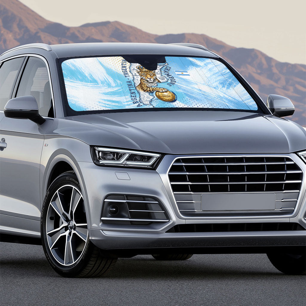 Argentina Football Land Of Champions Auto Sun Shade Halftone Dot Jaguar Mascot National Map