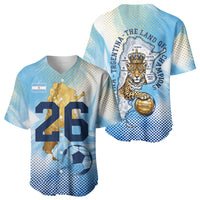 Argentina Football Land Of Champions Baseball Jersey Halftone Dot Jaguar Mascot National Map
