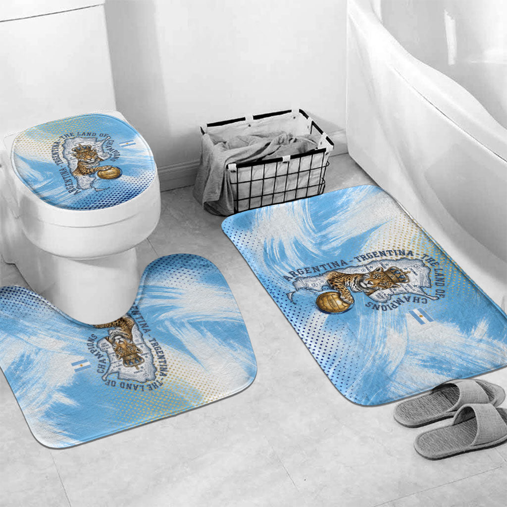 Argentina Football Land Of Champions Bathroom Set Halftone Dot Jaguar Mascot National Map