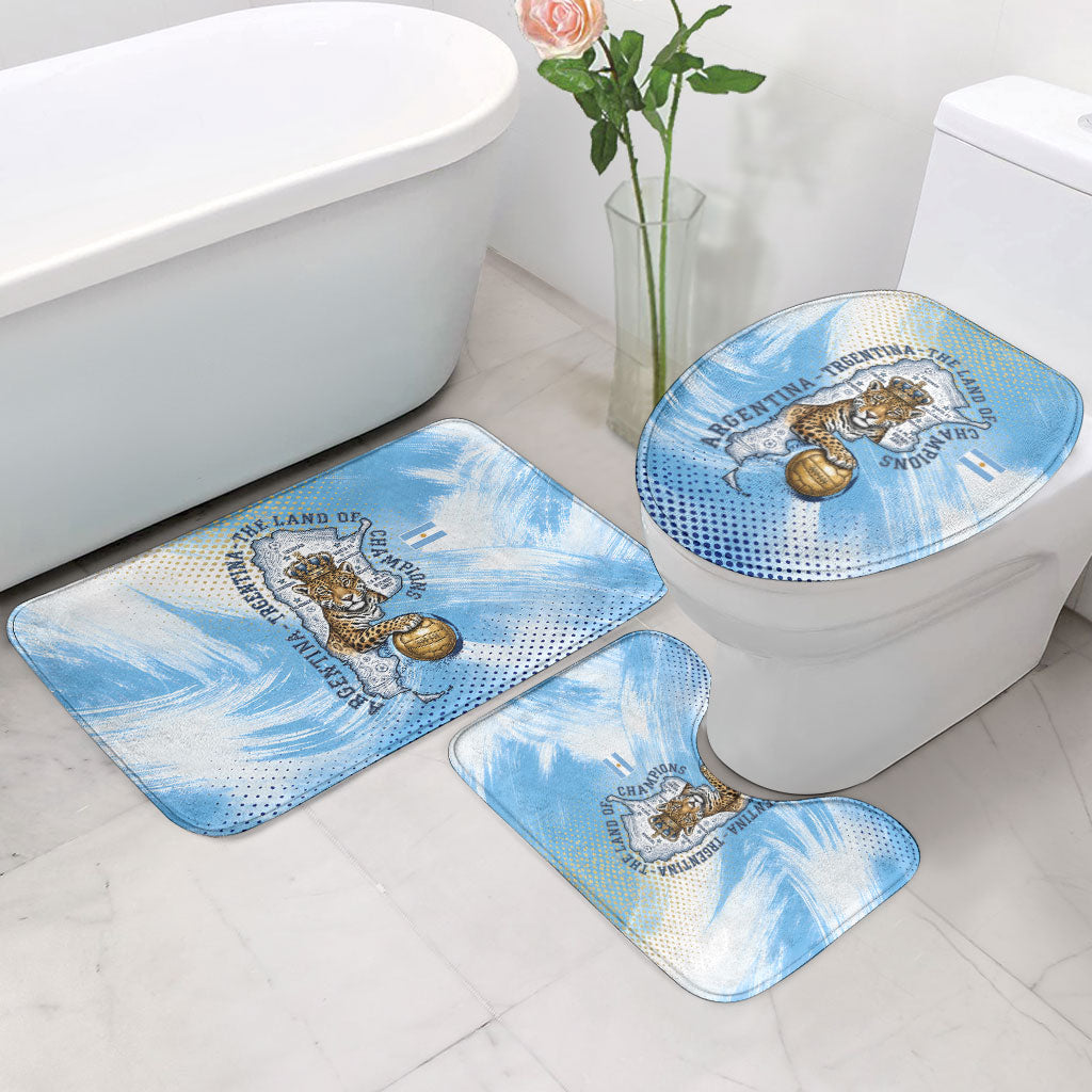 Argentina Football Land Of Champions Bathroom Set Halftone Dot Jaguar Mascot National Map