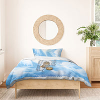 Argentina Football Land Of Champions Bedding Set Halftone Dot Jaguar Mascot National Map