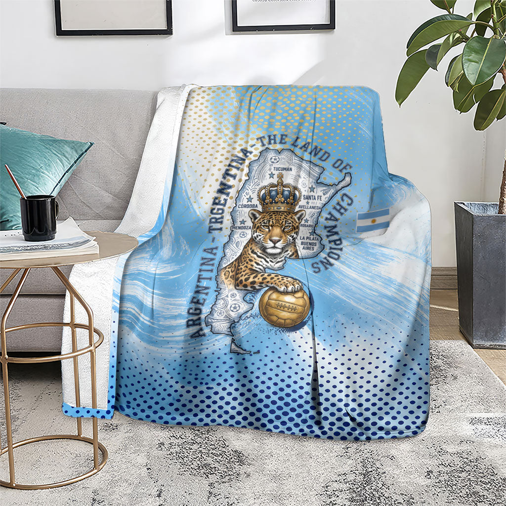 Argentina Football Land Of Champions Blanket Halftone Dot Jaguar Mascot National Map