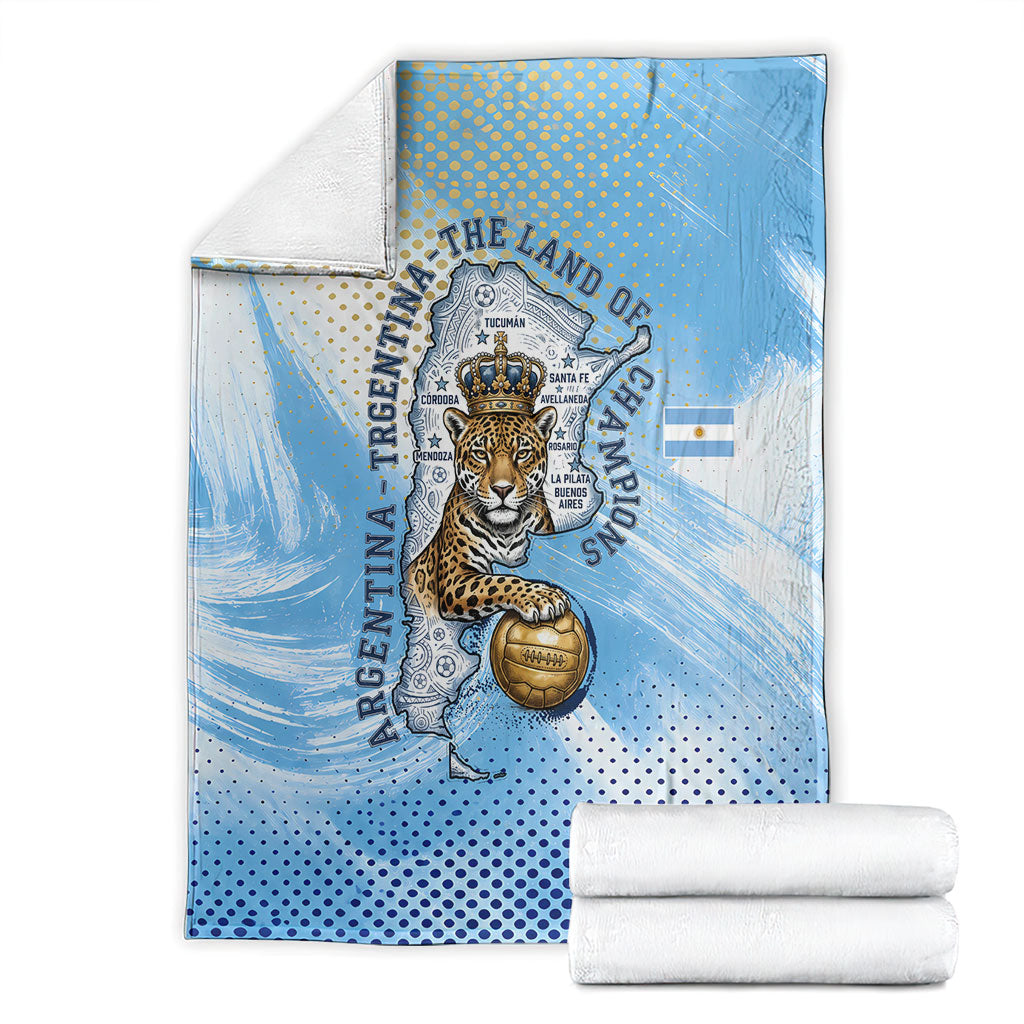 Argentina Football Land Of Champions Blanket Halftone Dot Jaguar Mascot National Map