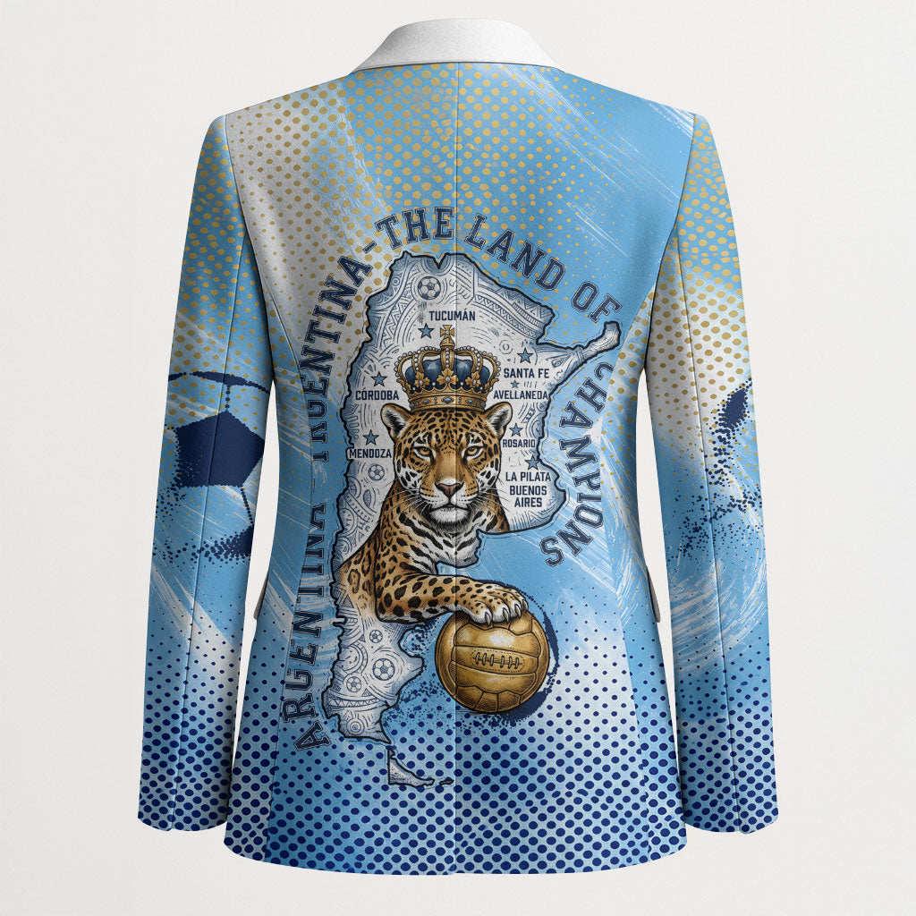 Argentina Football Land Of Champions Blazer Halftone Dot Jaguar Mascot National Map