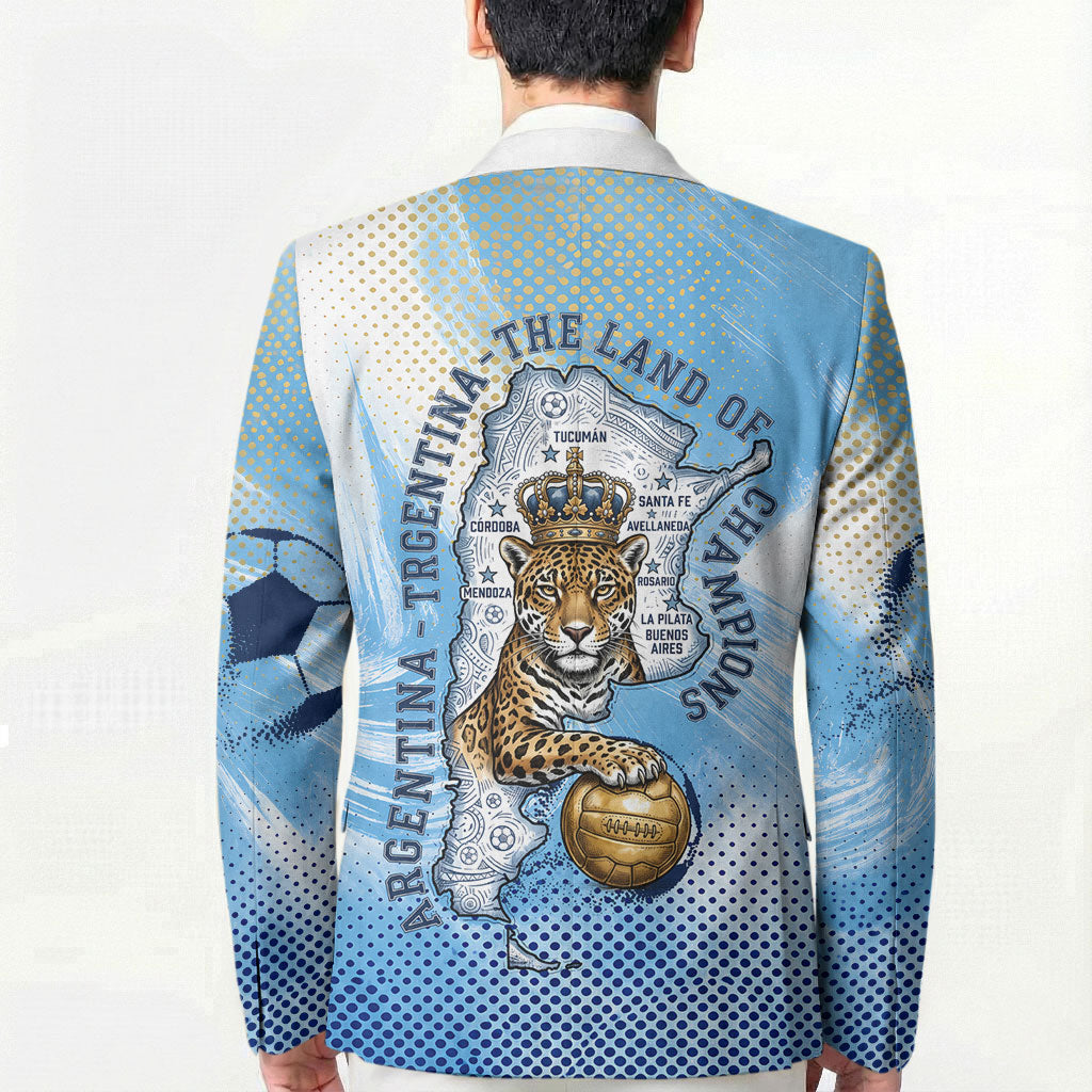 Argentina Football Land Of Champions Blazer Halftone Dot Jaguar Mascot National Map