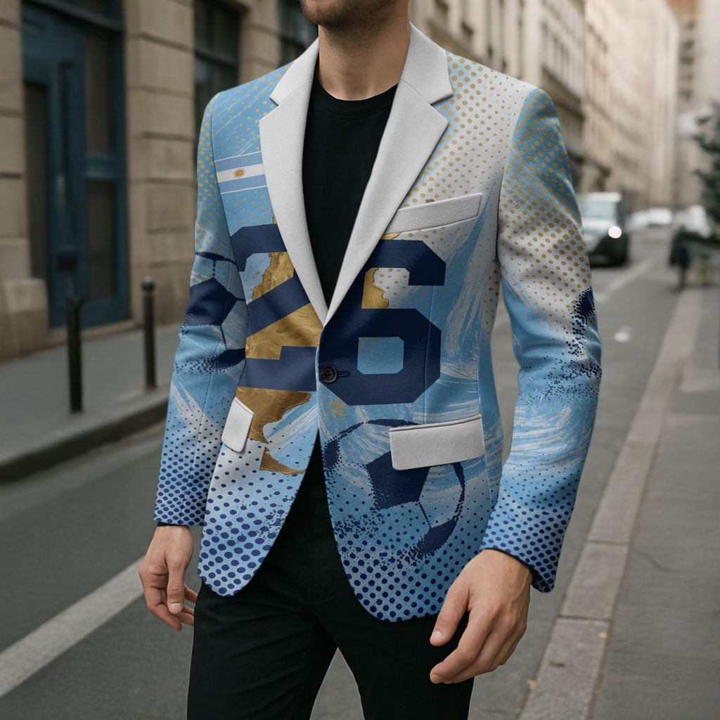 Argentina Football Land Of Champions Blazer Halftone Dot Jaguar Mascot National Map