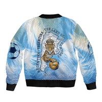 Argentina Football Land Of Champions Bomber Jacket Halftone Dot Jaguar Mascot National Map